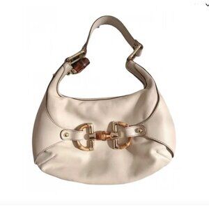 GUCCI  Leather Horse-Bit Amalfi Bag in Bone